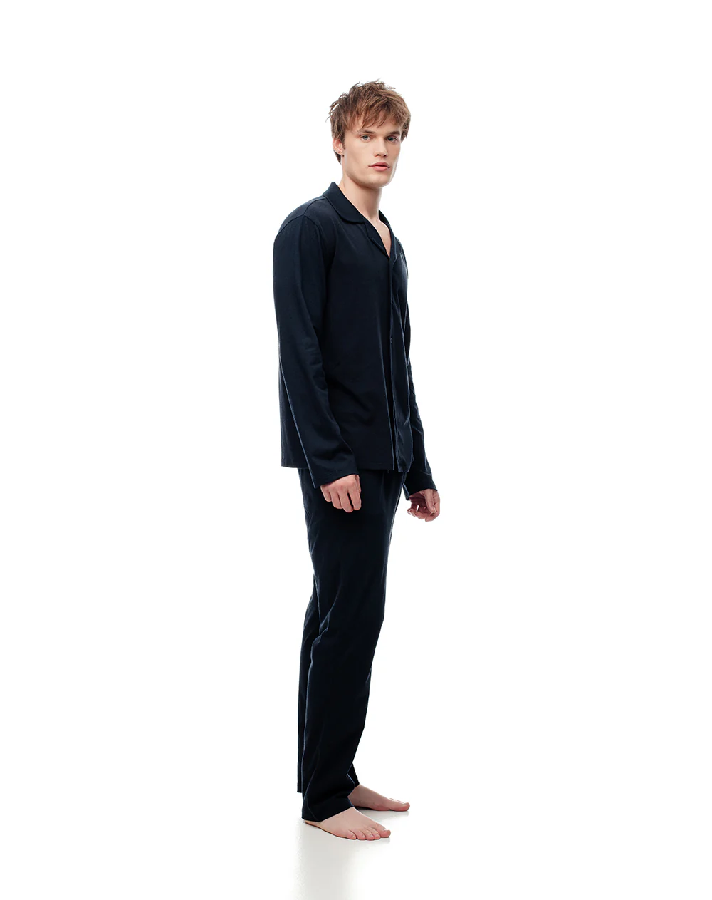 Camisa + pantalón de pijama algodón azul hombre