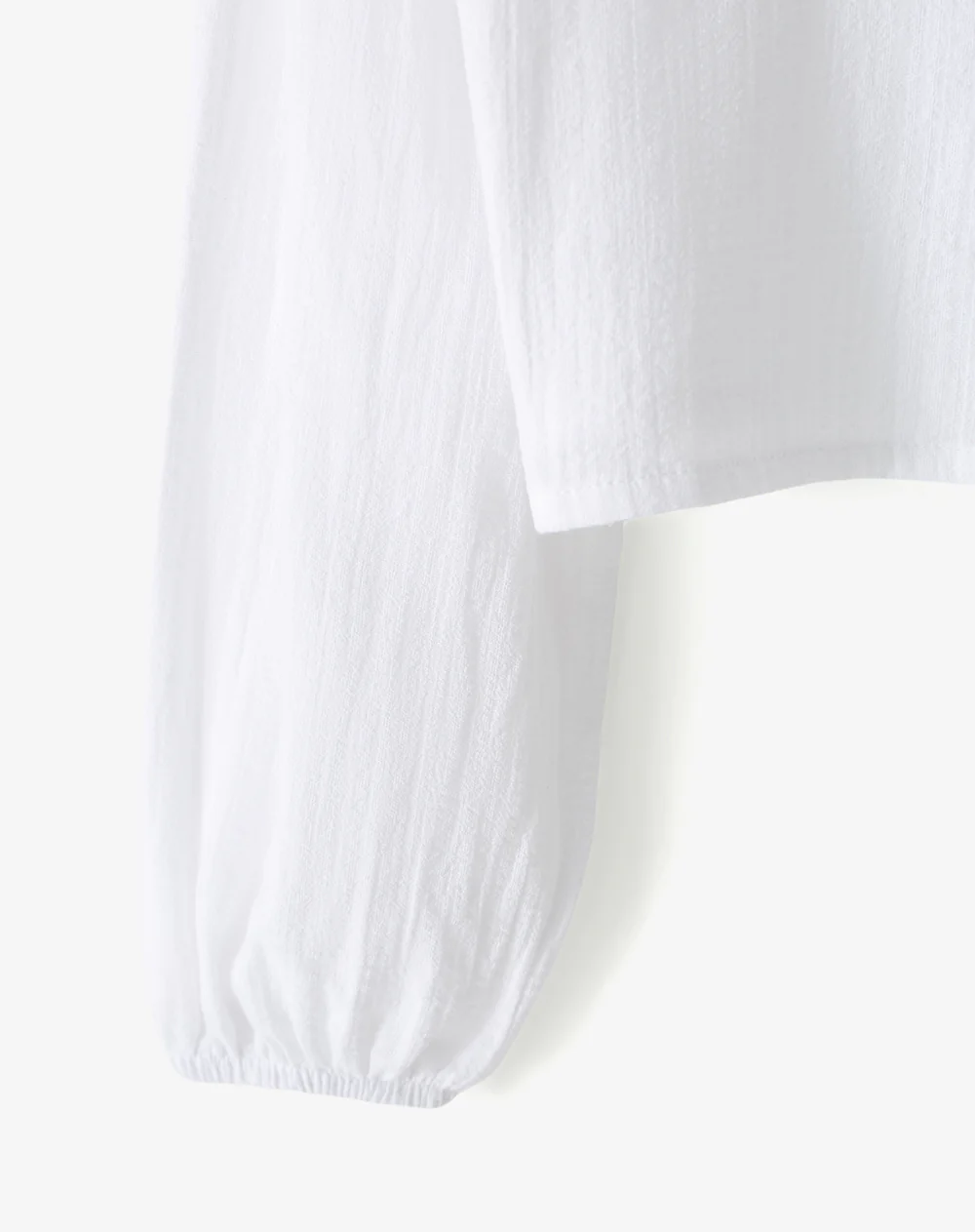 Blusa crop manga larga algodón blanco niña - Image 6