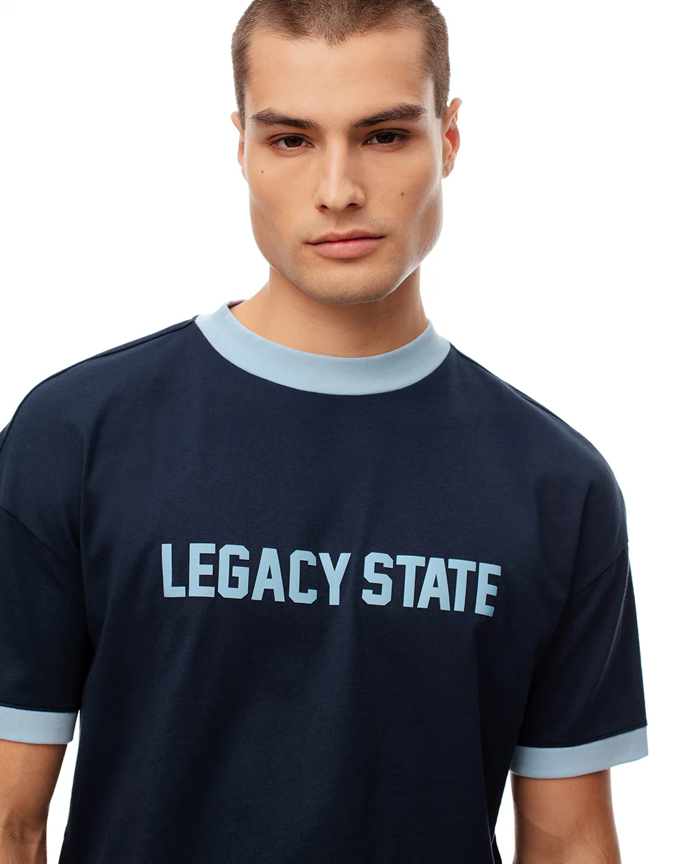 Camiseta regular algodón azul hombre - Image 3