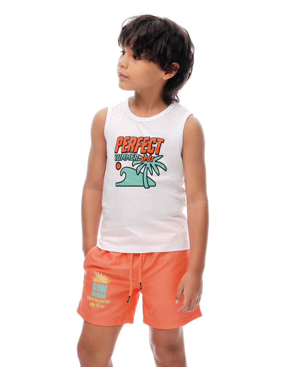 Camiseta regular blanca niño - Image 3