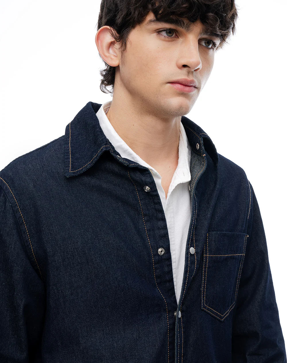 Camisa regular manga larga índigo oscuro hombre - Image 3