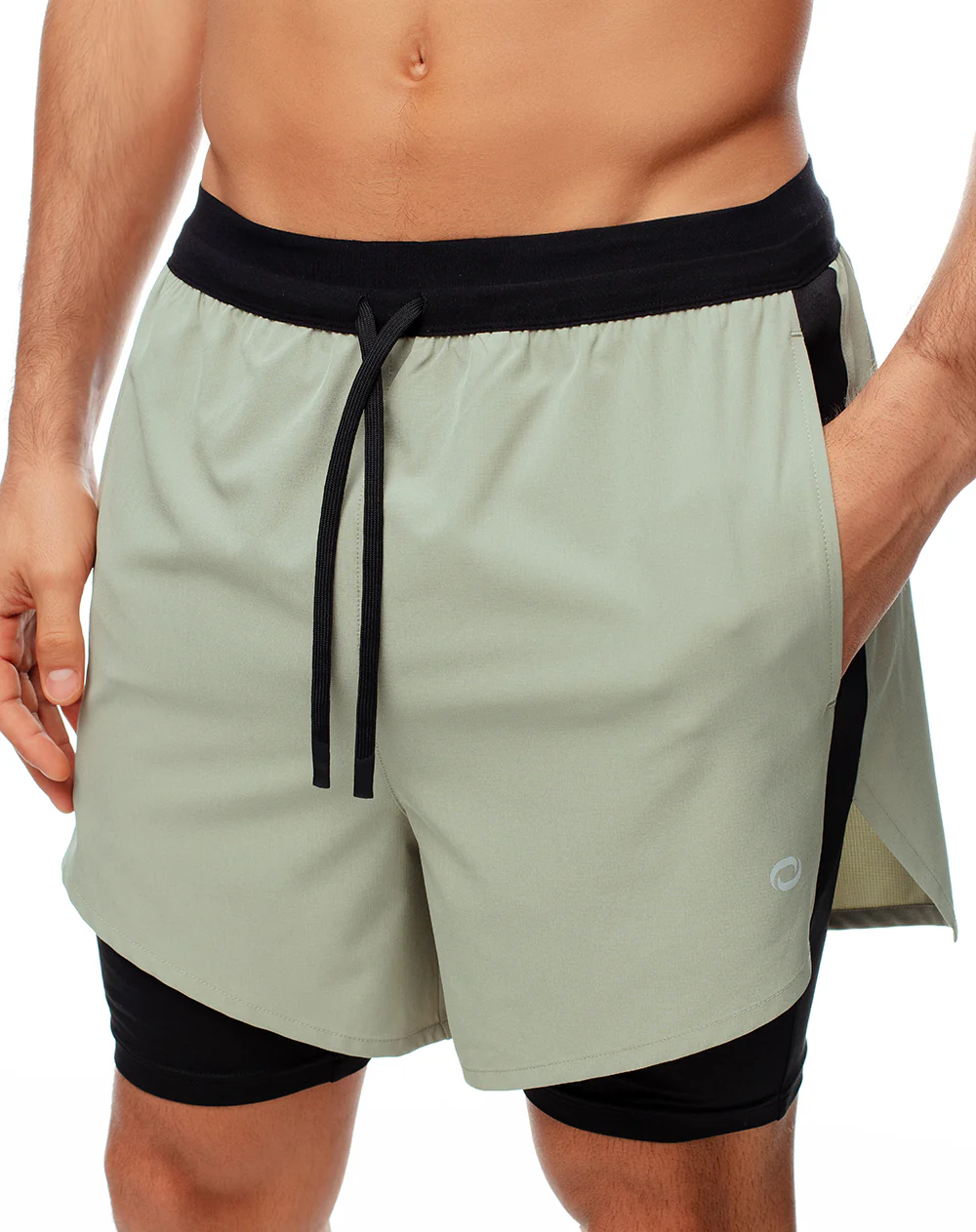 Pantaloneta deportiva verde bloques hombre - Image 3