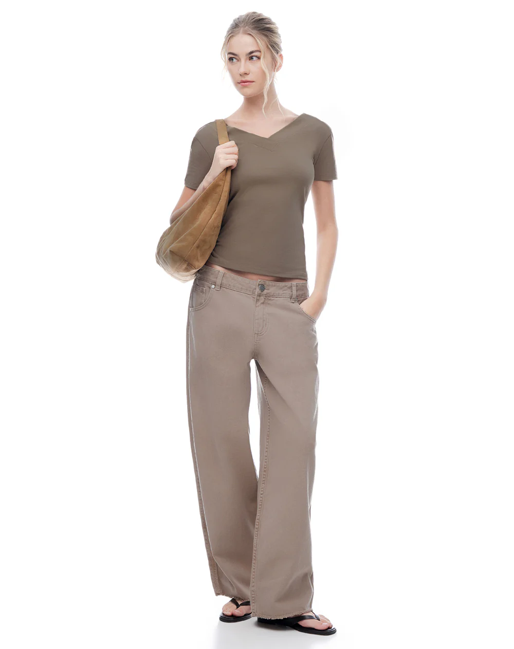 Camiseta regular uso 2 en 1 café mujer - Image 7