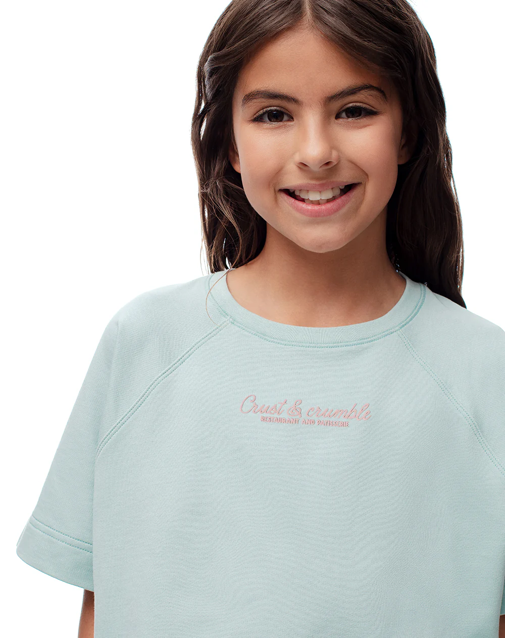 Camiseta oversize algodón azul niña - Image 3