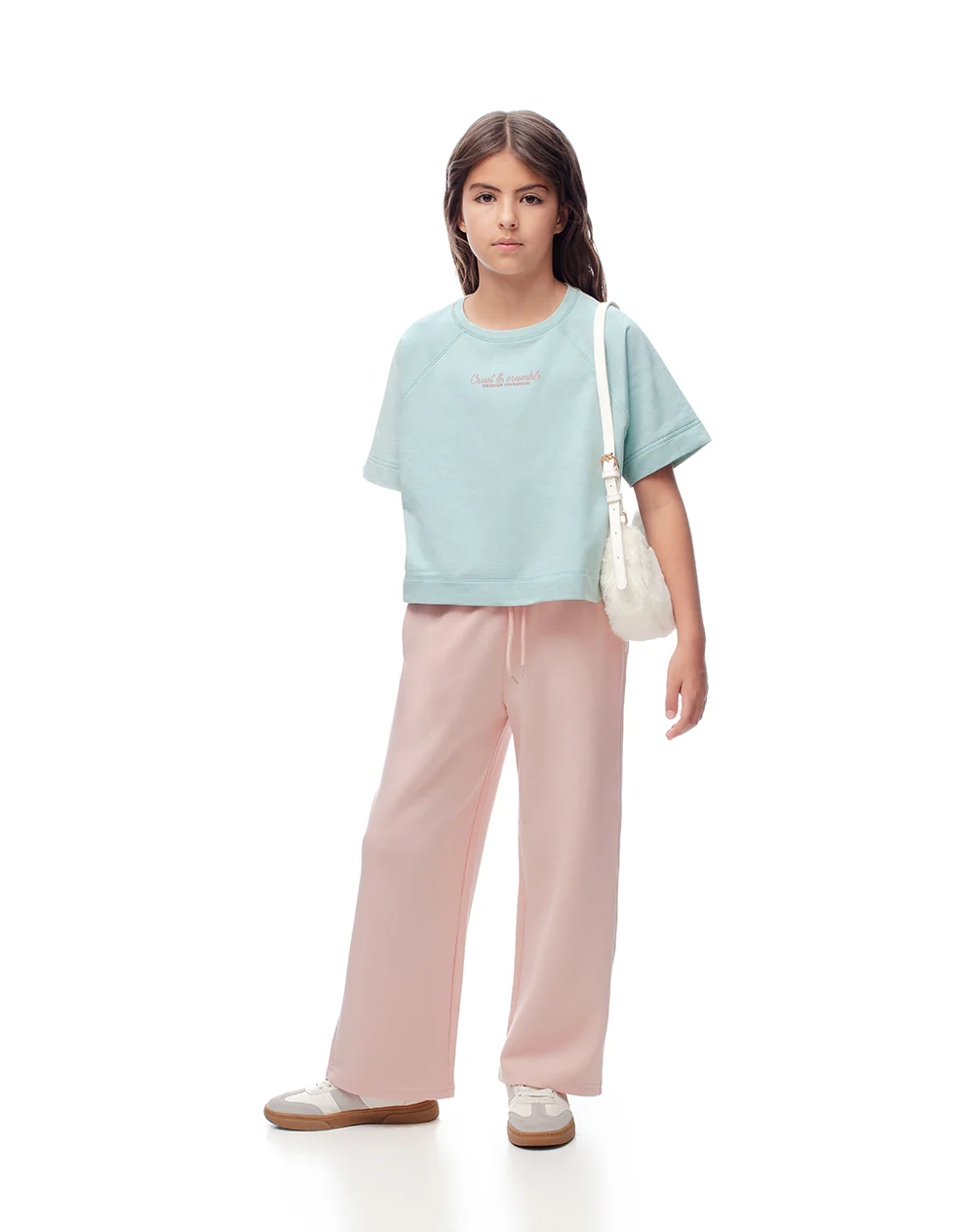 Camiseta oversize algodón azul niña - Image 4