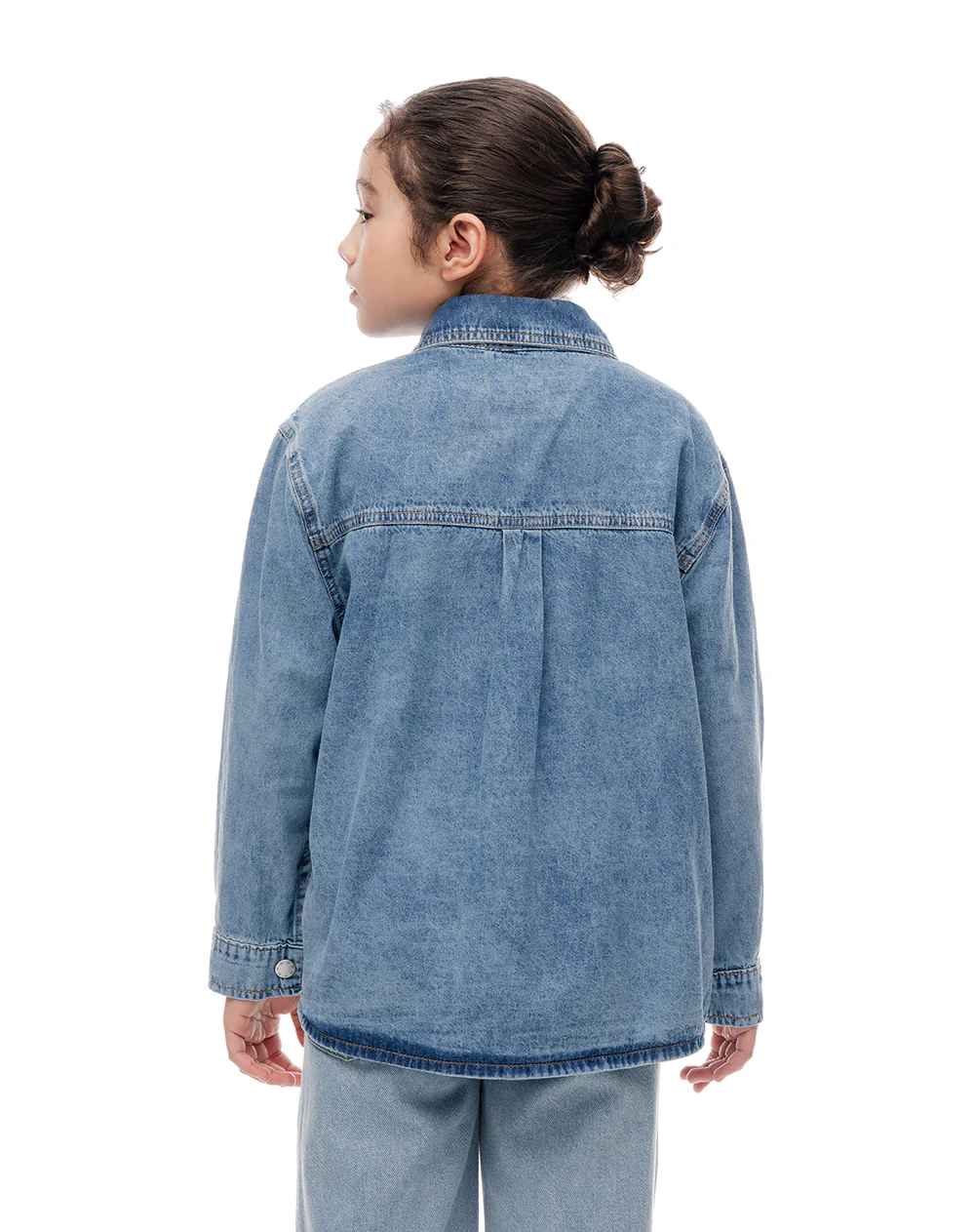 Camisa oversized manga larga índigo medio niña - Image 2