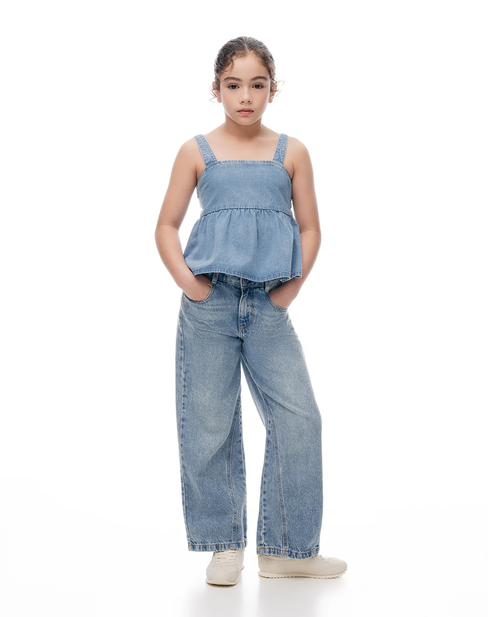 Blusa regular índigo medio niña