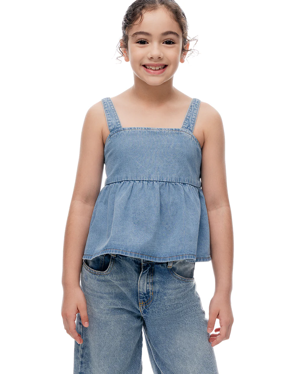 Blusa regular índigo medio niña - Image 4