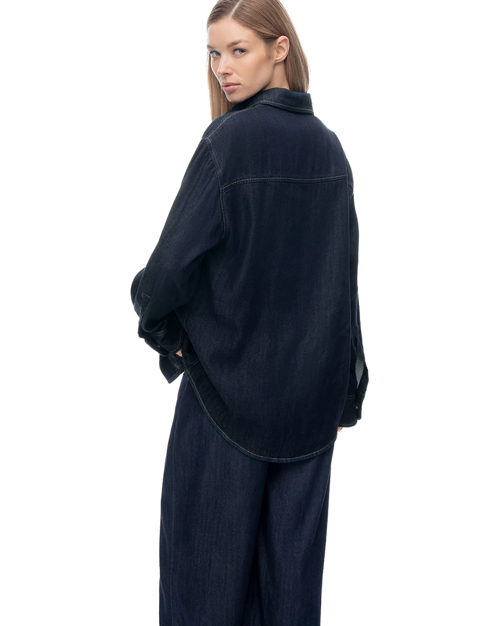 Camisa manga larga regular denim índigo oscuro mujer - Image 2
