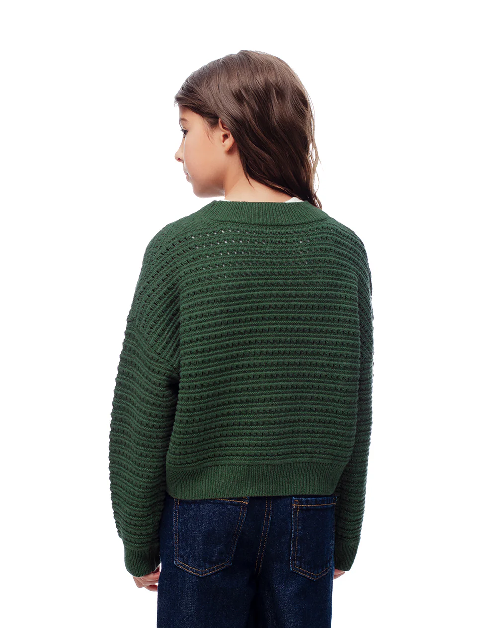Suéter oversize tejido de punto verde niña - Image 2