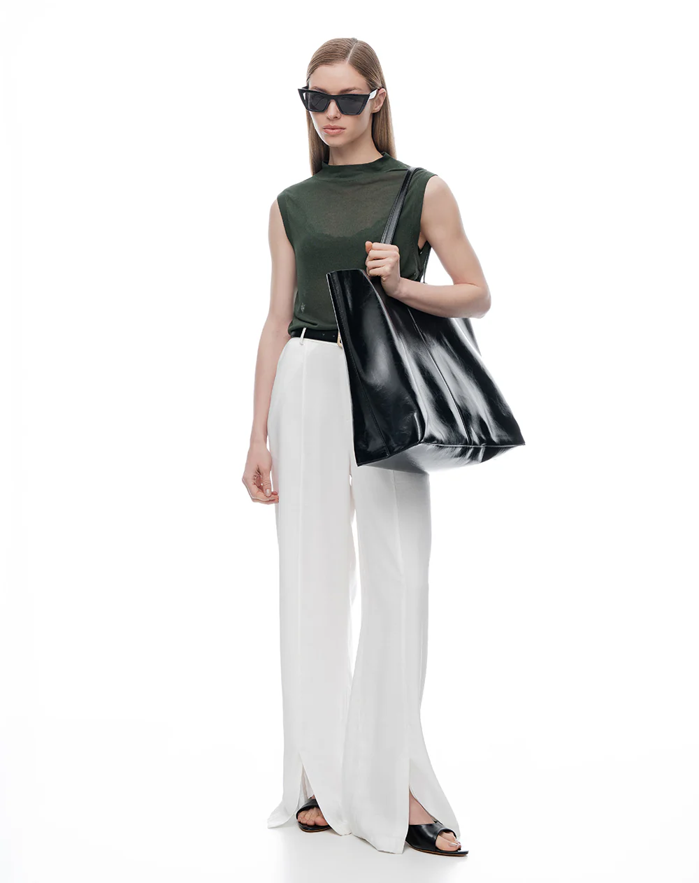 Blusa regular drapeada verde mujer - Image 3