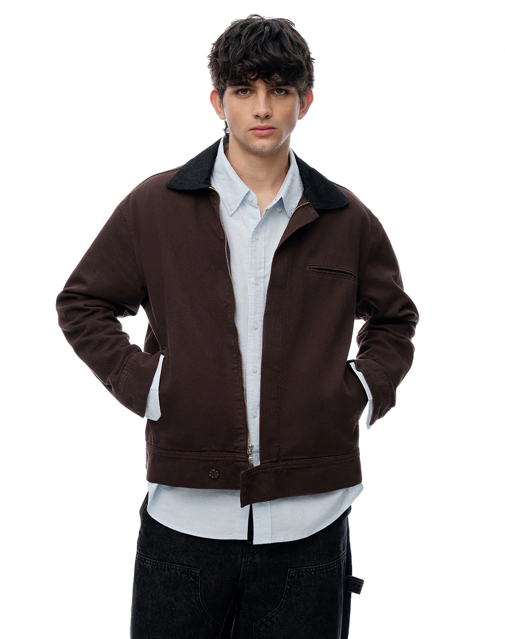 Chaqueta cazadora denim chocolate hombre - Image 3