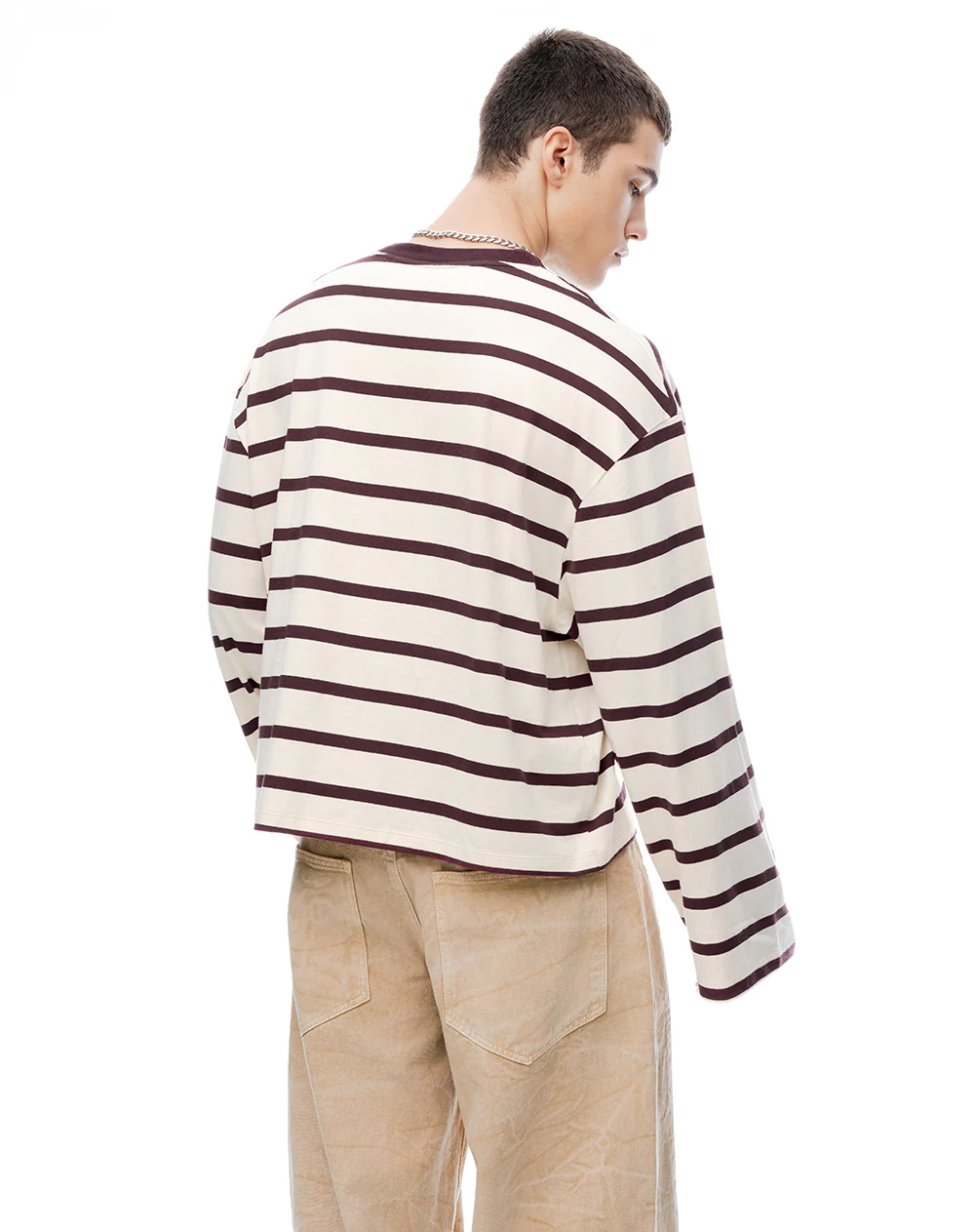 Camibuzo oversize vino tinto rayas hombre - Image 2