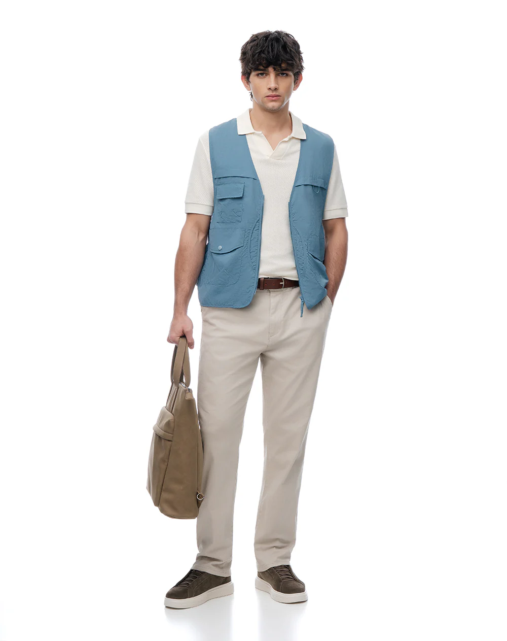 Chaleco utilitario regular liviano azul hombre - Image 3