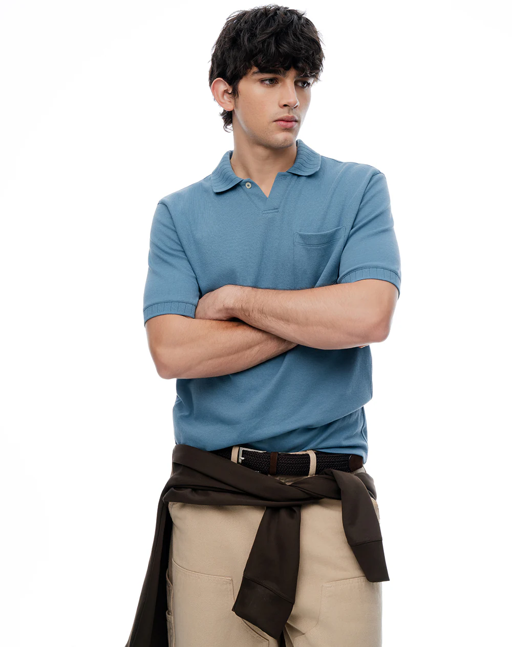 Polo regular algodón tejido de punto azul hombre - Image 3