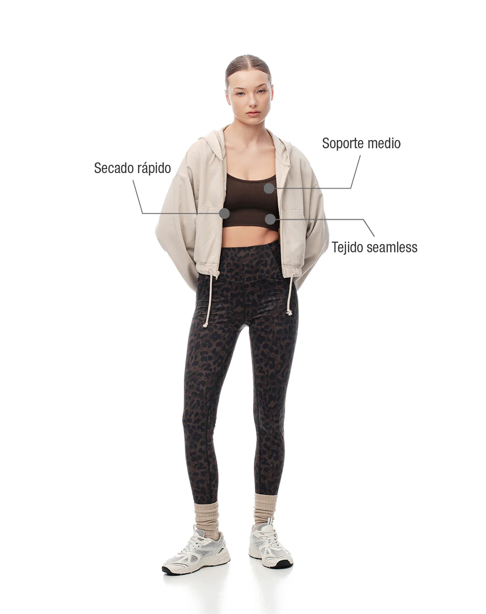 Top deportivo soporte medio seamless chocolate mujer - Image 2