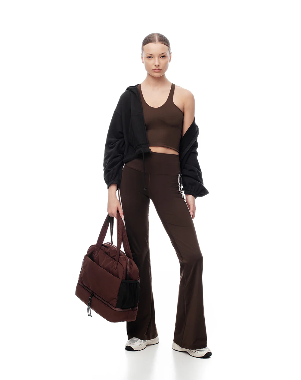 Crop top deportivo secado rápido uso 2 en 1 chocolate mujer - Image 3