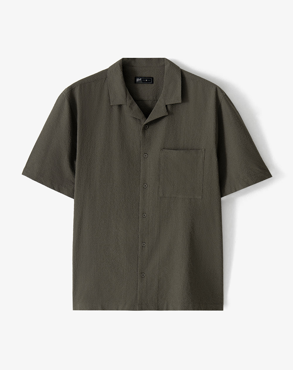 Camisa manga corta loose tela liviana café hombre - Image 6