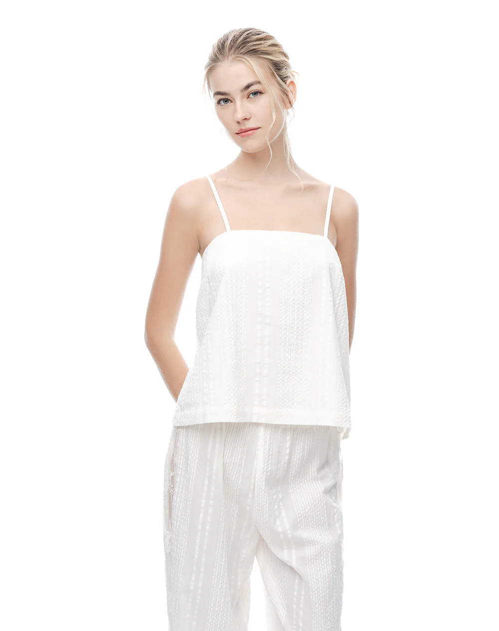 Blusa regular texturizada blanca mujer - Image 4