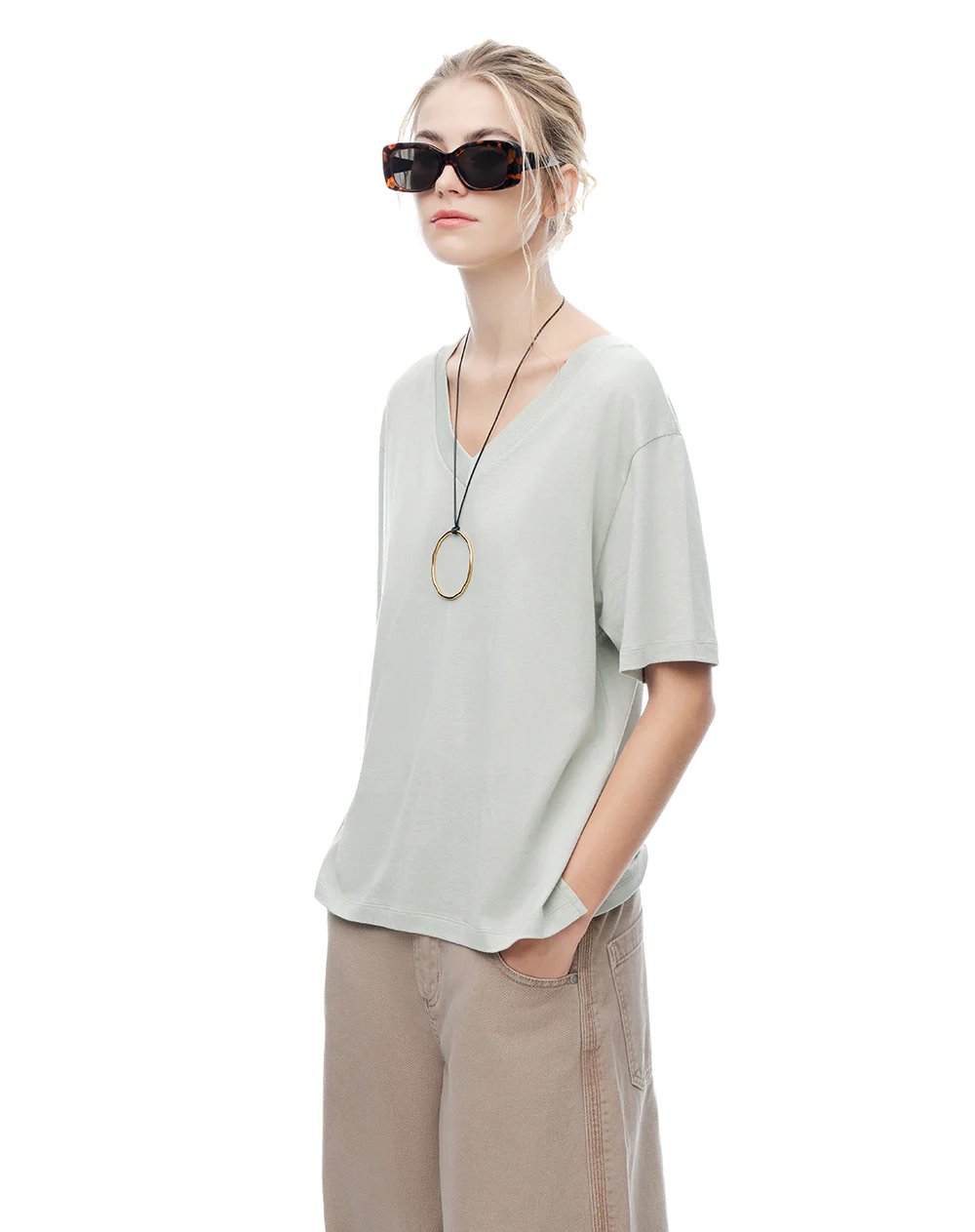 Camiseta relax verde mujer - Image 3