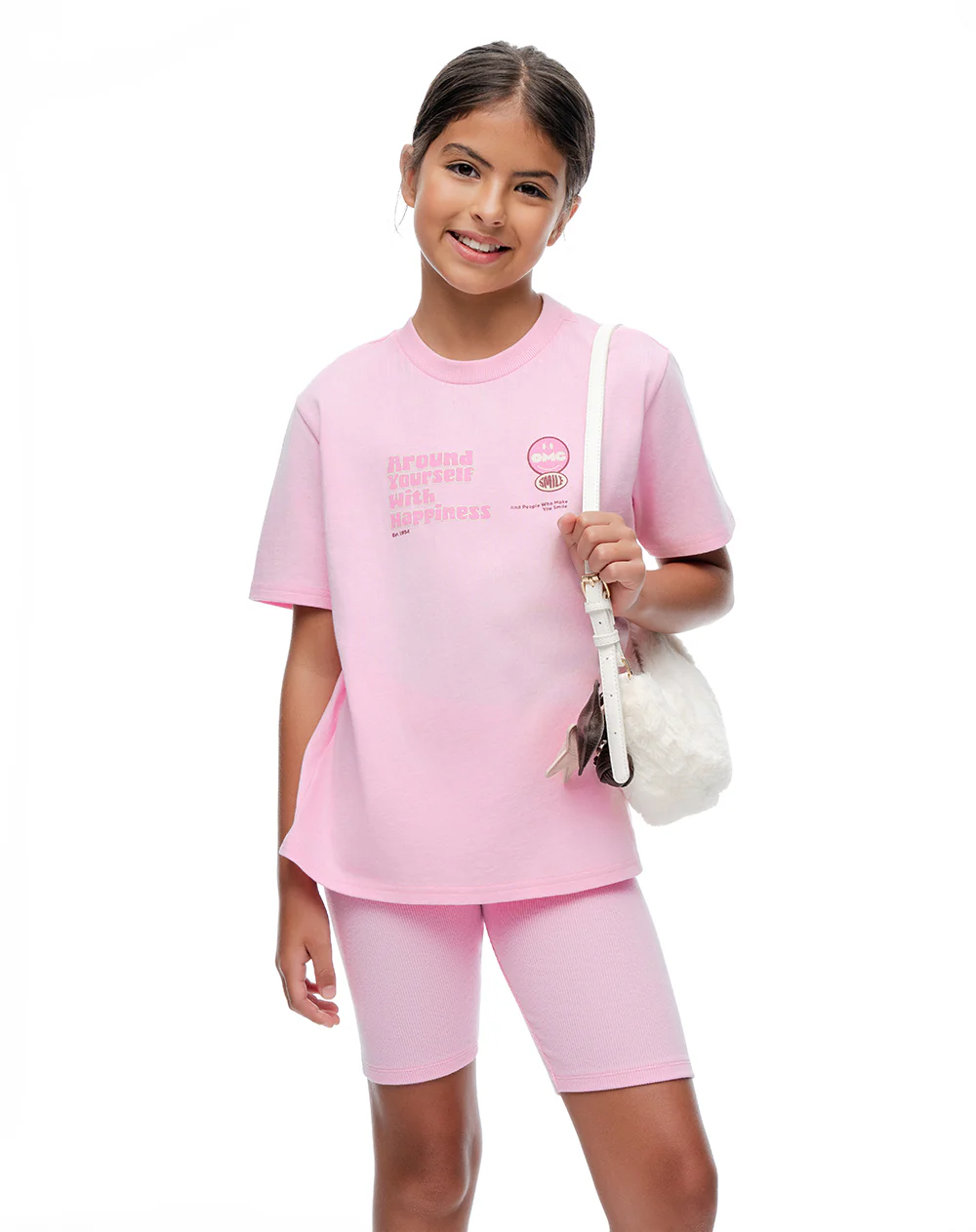 Camiseta + biker algodón rosado niña