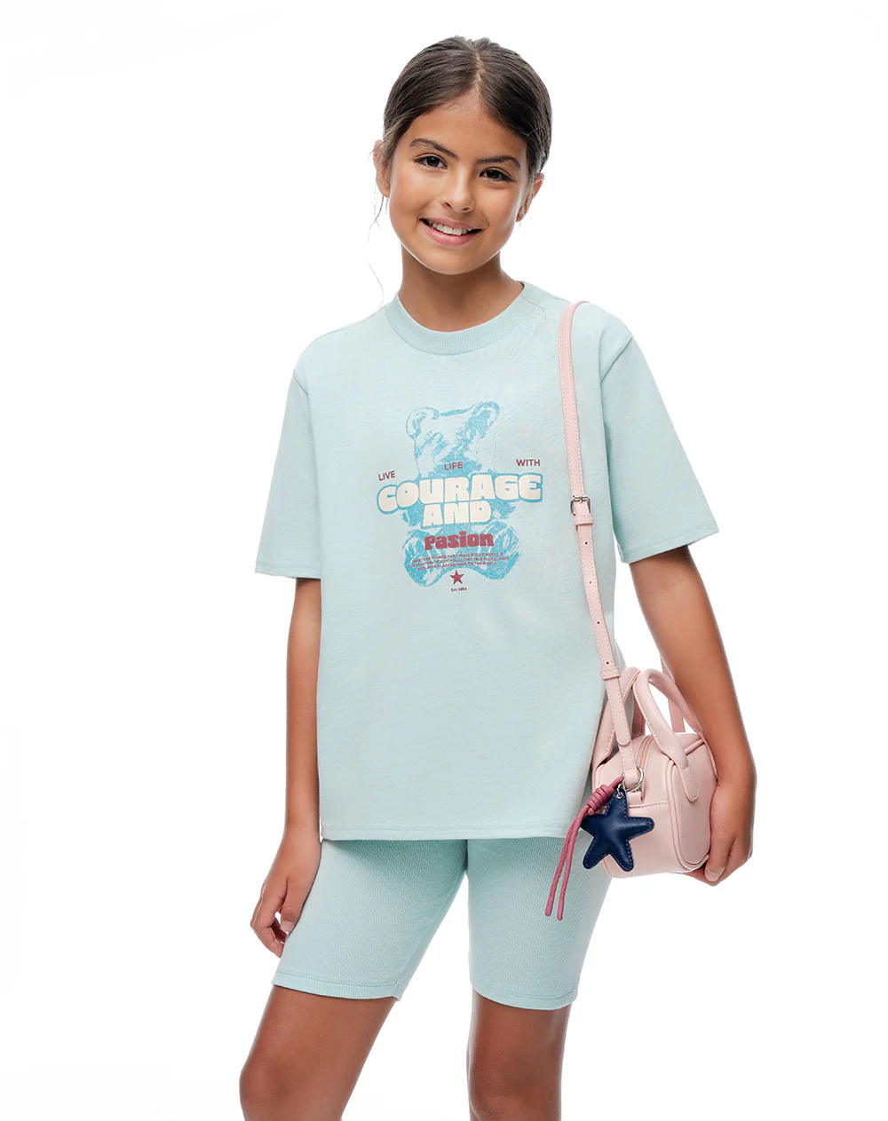 Camiseta + biker algodón azul niña