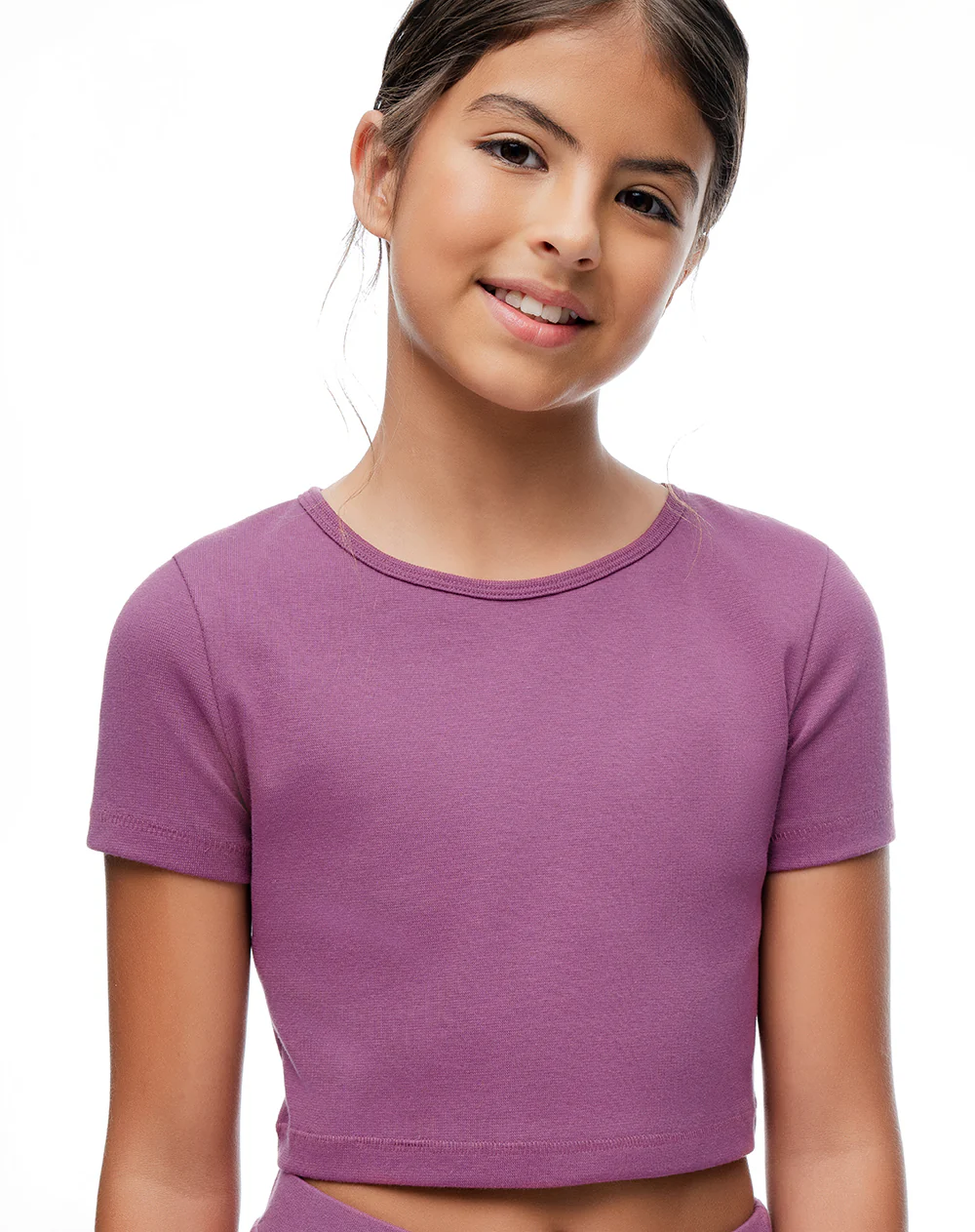 Camiseta regular corta morada niña