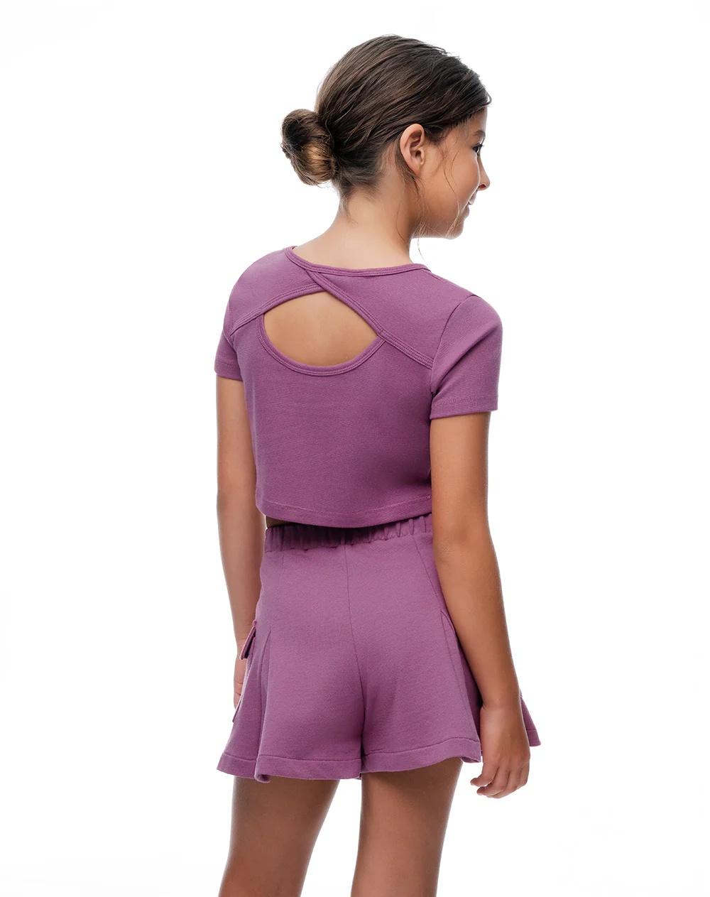 Camiseta regular corta morada niña - Image 2