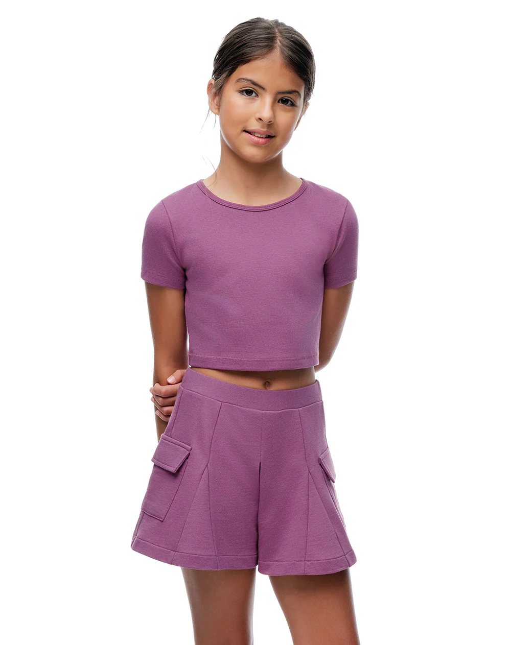 Camiseta regular corta morada niña - Image 3