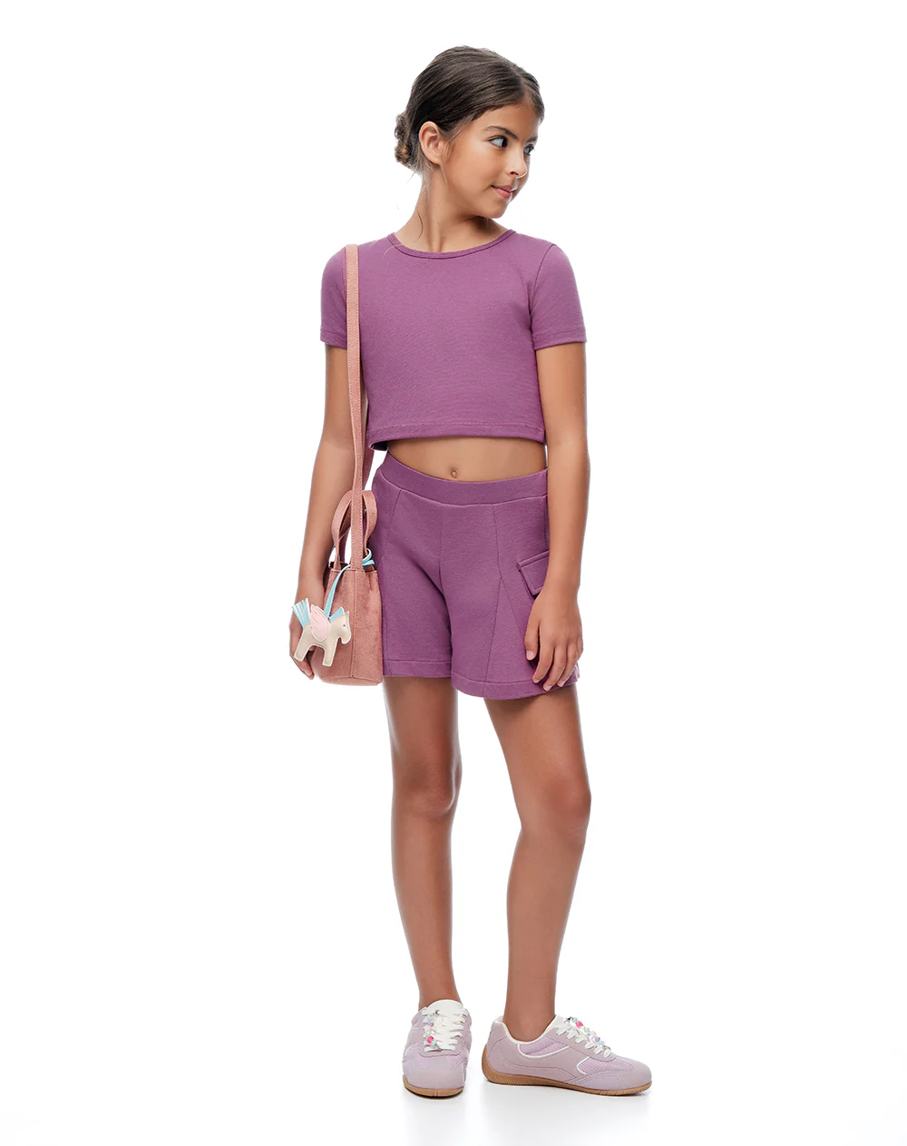 Camiseta regular corta morada niña - Image 4