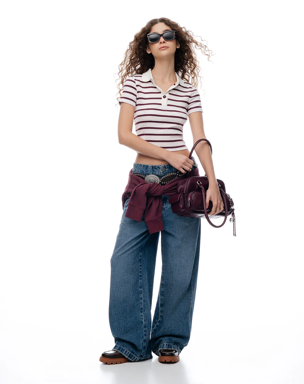 Polo slim vino tinto rayas mujer - Image 4