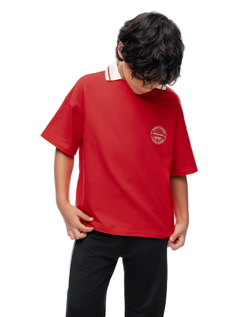 Camiseta regular manga corta roja niño - Image 3