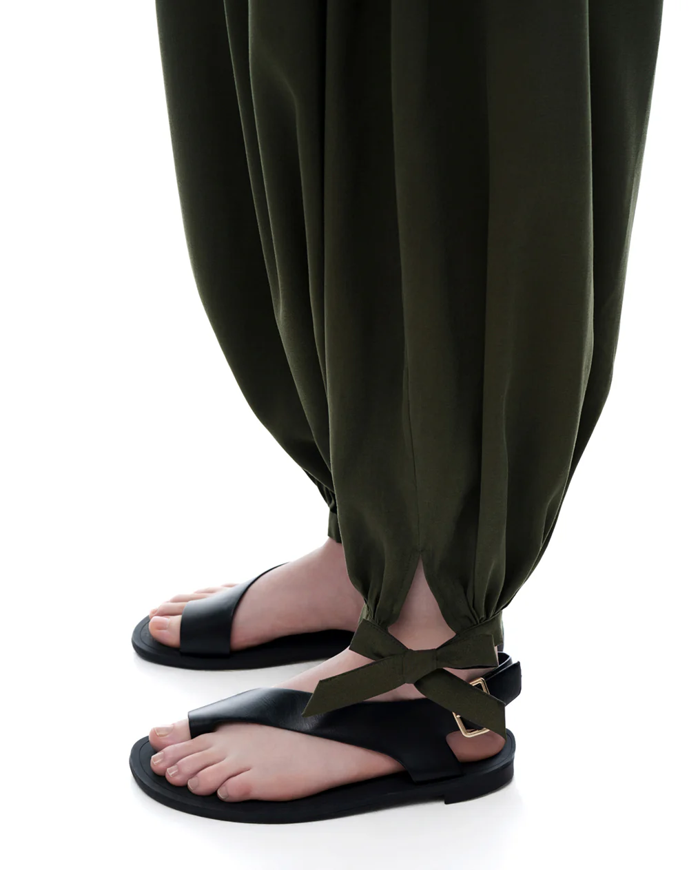 Pantalón balloon tiro medio verde mujer - Image 5
