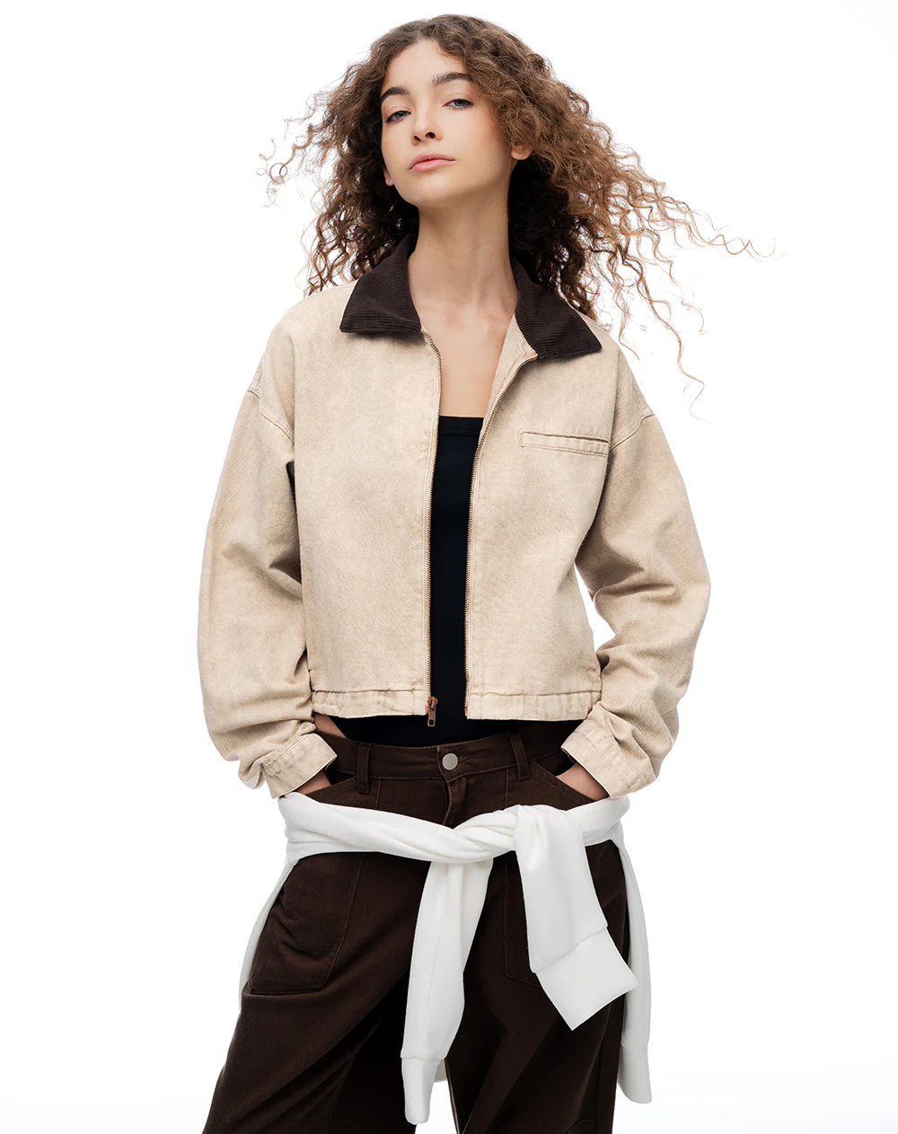 Chaqueta regular denim habano mujer - Image 5