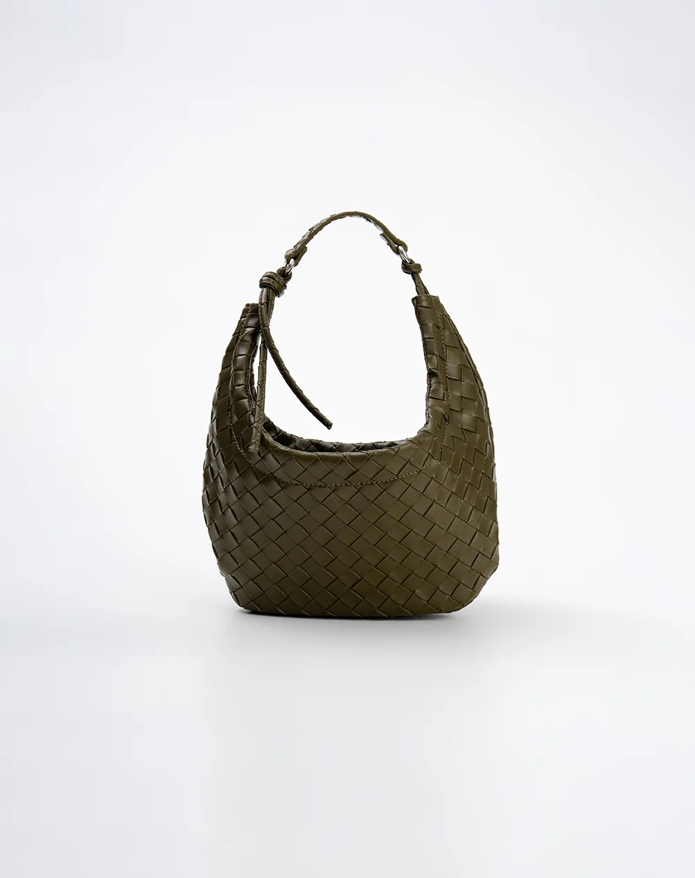 Bolso hobo efecto cuero trenzado verde mujer