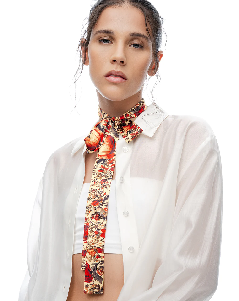 Pañuelo satín tipo corbatín multicolor mujer - Image 2