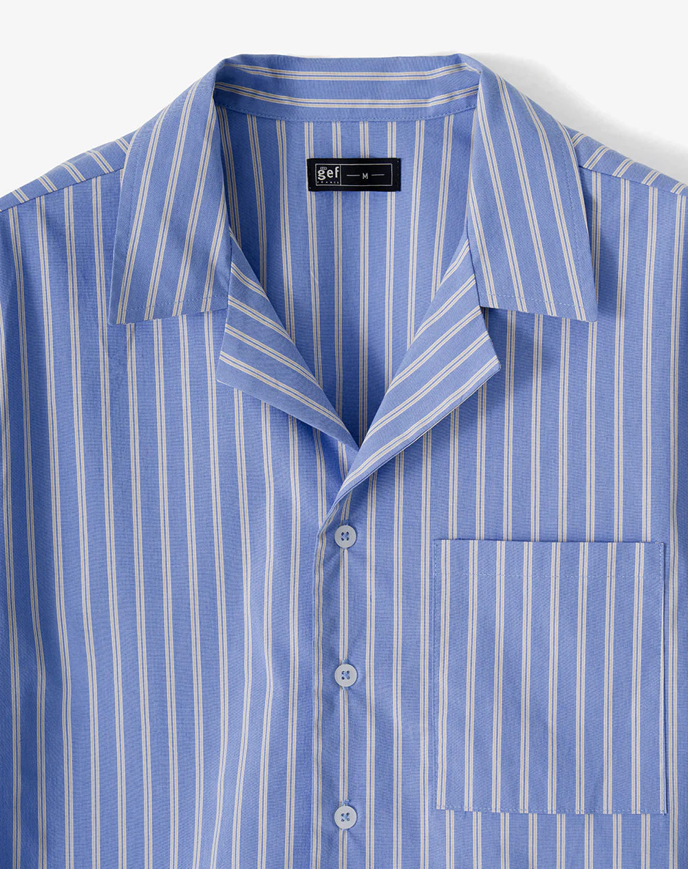 Camisa + bermuda de pijama algodón azul con rayas hombre - Image 9
