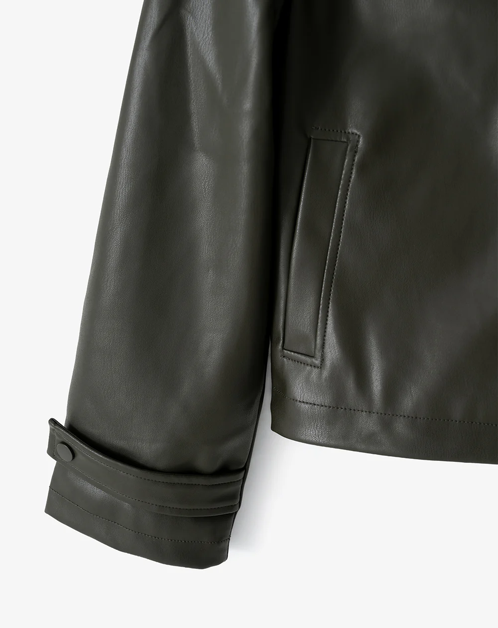 Chaqueta regular tipo cuero verde mujer - Image 10