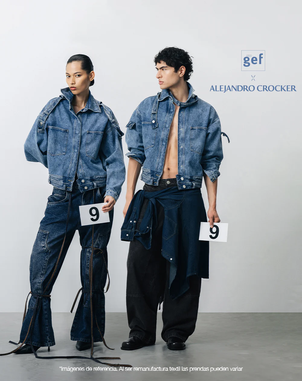 Chaqueta denim overshirt remanufacturada Gef x Alejandro Crocker mujer