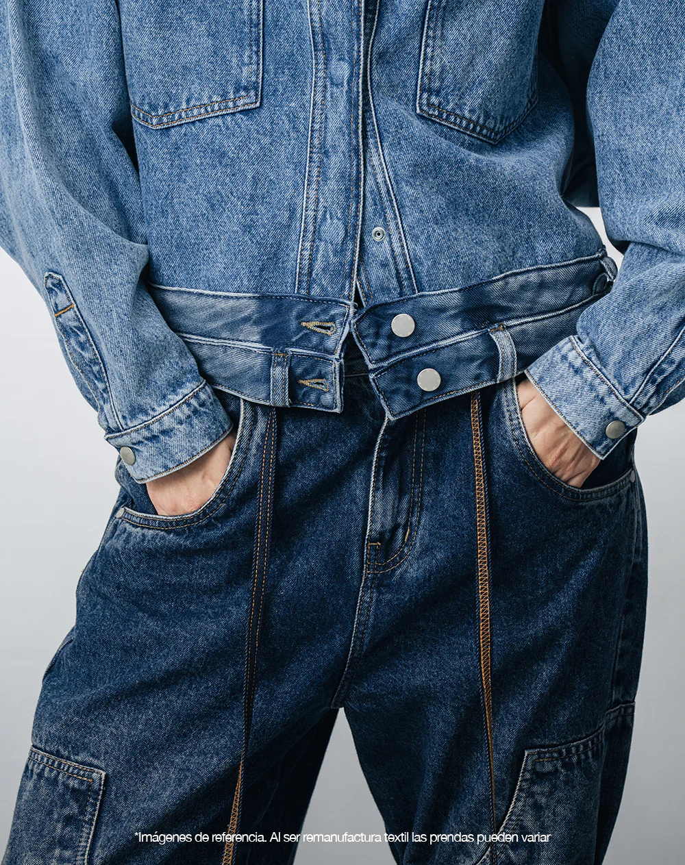 Chaqueta denim overshirt remanufacturada Gef x Alejandro Crocker mujer - Image 4
