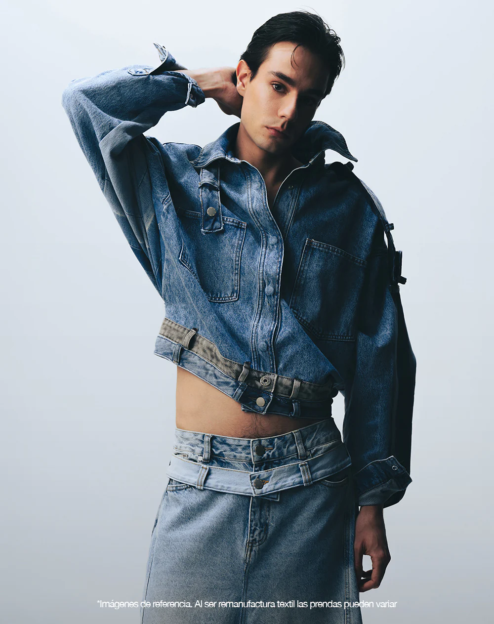 Chaqueta denim overshirt remanufacturada Gef x Alejandro Crocker mujer - Image 5