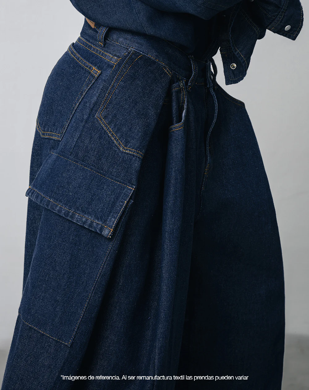 Bermuda denim tipo jort remanufacturada Gef x Alejandro Crocker mujer - Image 2