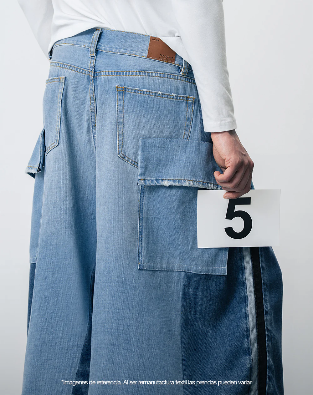 Bermuda denim tipo jort remanufacturada Gef x Alejandro Crocker mujer - Image 4