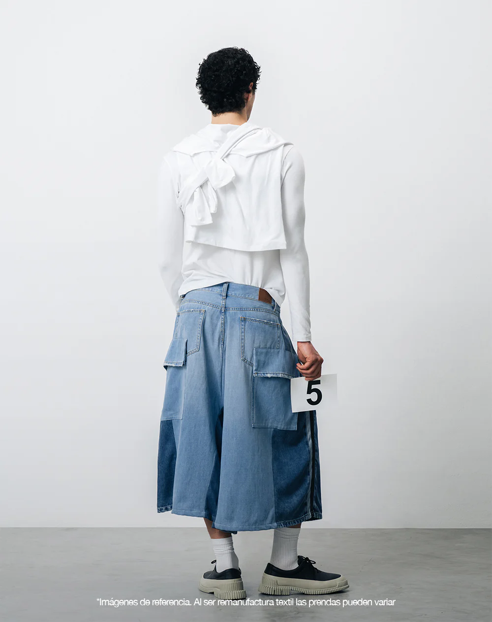 Bermuda denim tipo jort remanufacturada Gef x Alejandro Crocker mujer - Image 6