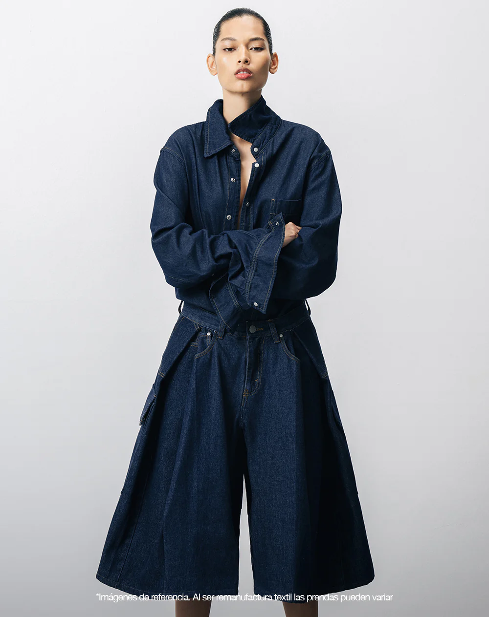 Bermuda denim tipo jort remanufacturada Gef x Alejandro Crocker mujer - Image 7