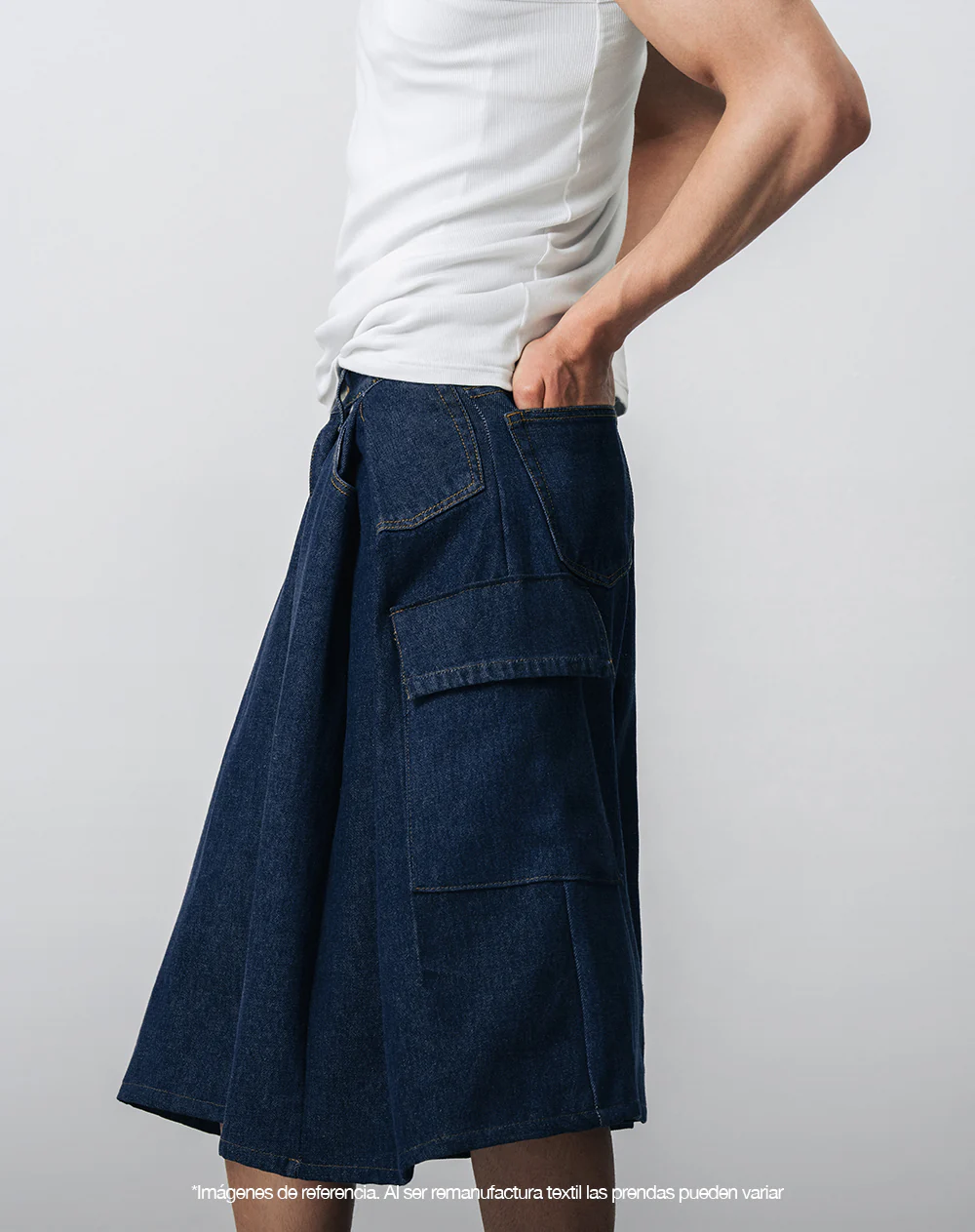 Bermuda denim tipo jort remanufacturada Gef x Alejandro Crocker mujer - Image 8