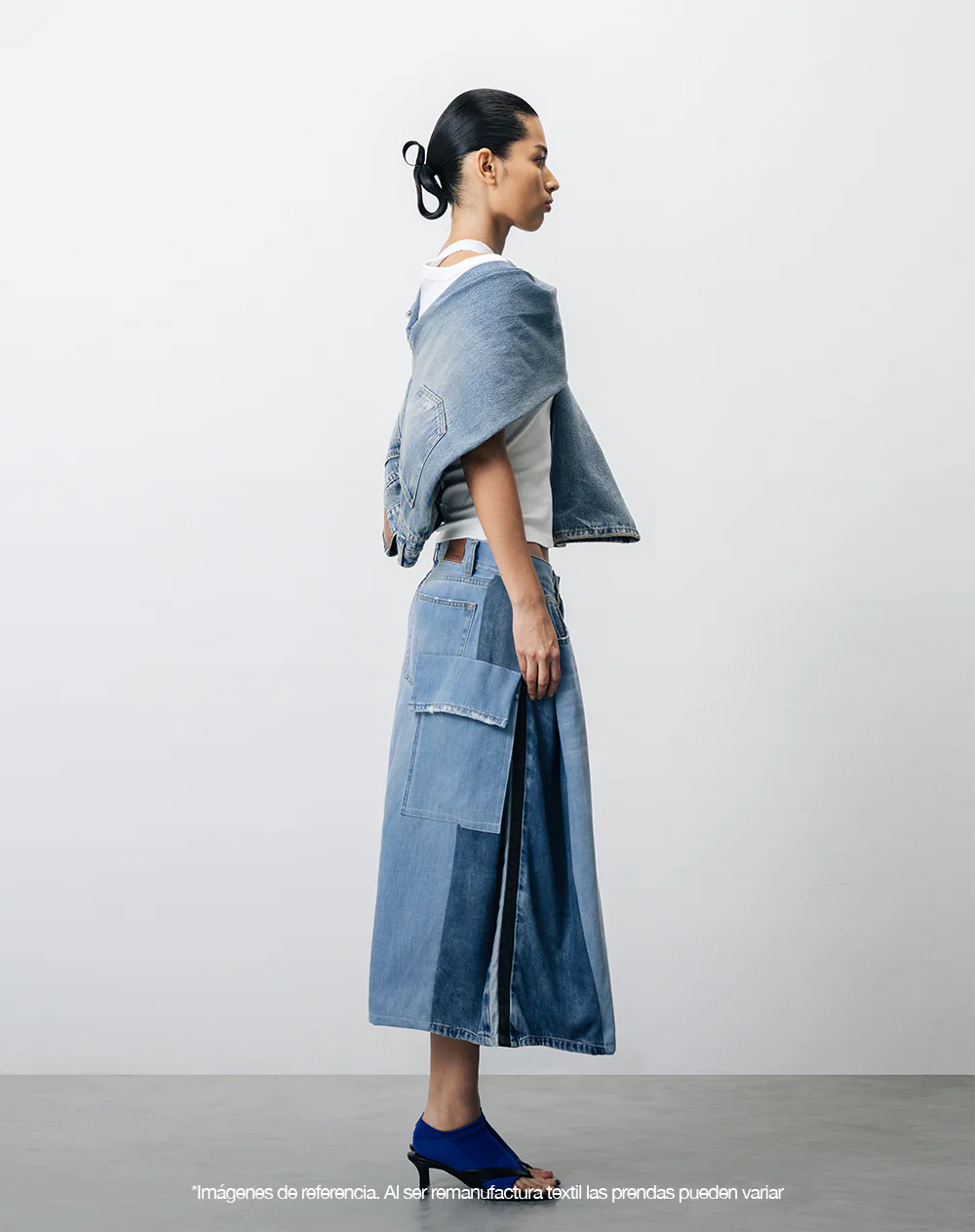 Bermuda denim tipo jort remanufacturada Gef x Alejandro Crocker mujer - Image 9