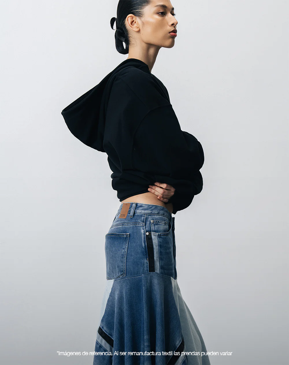 Falda denim amplia remanufacturada Gef x Alejandro Crocker mujer - Image 4