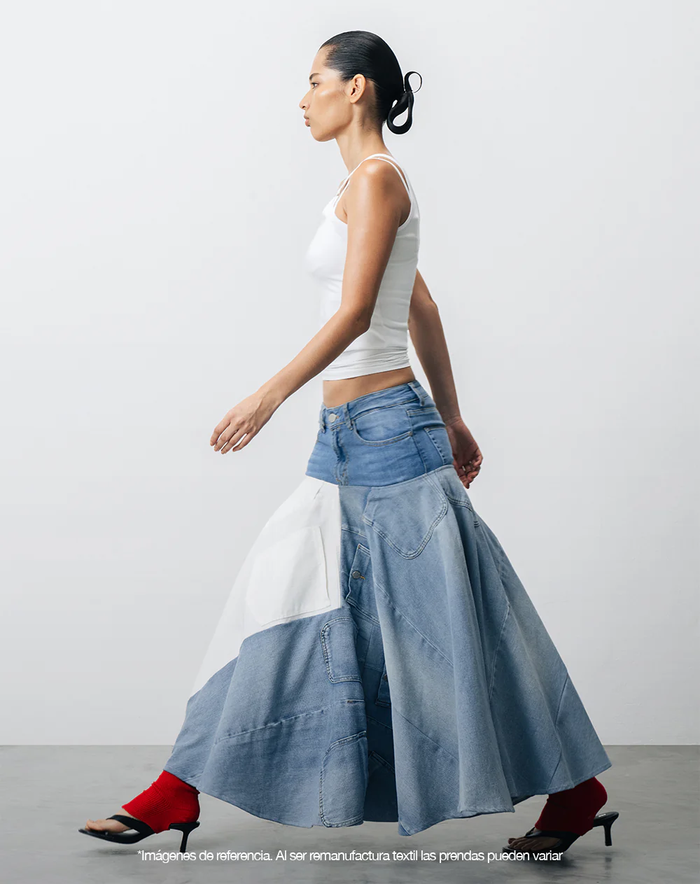 Falda denim amplia remanufacturada Gef x Alejandro Crocker mujer - Image 9