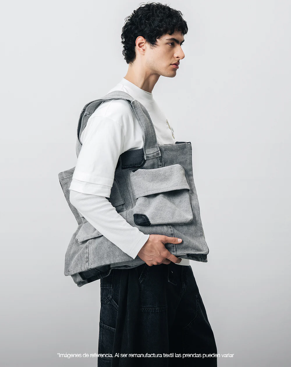 Tote bag denim maxi remanufacturado Gef x Alejandro Crocker mujer - Image 5